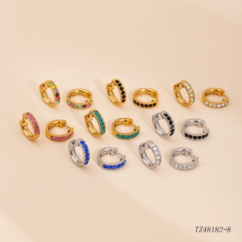 Orecchini a Cerchio in Acciaio al Titanio con Strass per Donna Eleganti Orecchini Geometrici a U con File di Diamanti Gioielli di Moda Oro Argento