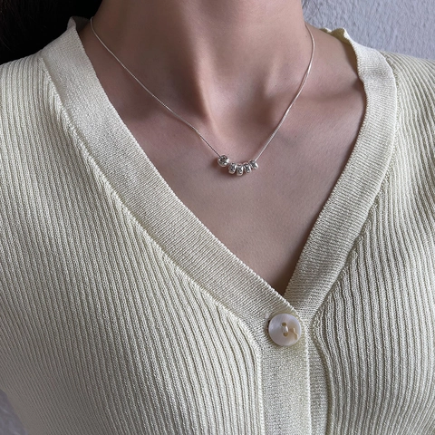 Minimalist 925 Sterling Silver Necklace With Multi Circle Rings Pendant Elegant Simple Jewelry Accessory For Women