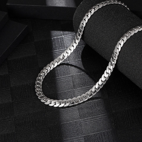 Stainless Steel Cuban Link Necklace Flat Curb Chain Polished Niche Minimalist Jewelry For Men And Women