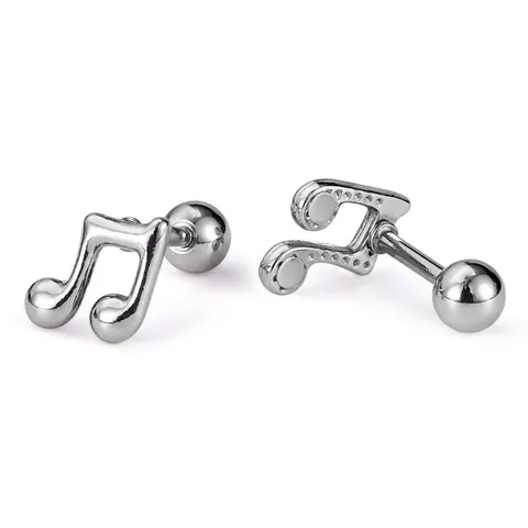 Stainless Steel Musical Note Stud Earrings Unisex Minimalist Music Symbol Screw Back Ear Piercing Jewelry Gift For Women Men
