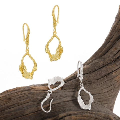Pendientes de Plata de Ley 925 Huecos Irregulares para Mujer Textura Fundida Minimalista Pendientes de Gancho Joyería Regalo