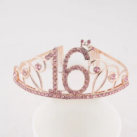Geburtstag Tiara Krone Mit Legierung Strass Party Stirnband Für Frauen Mädchen Feier Alter Nummer Zubehör Mit Kämmen