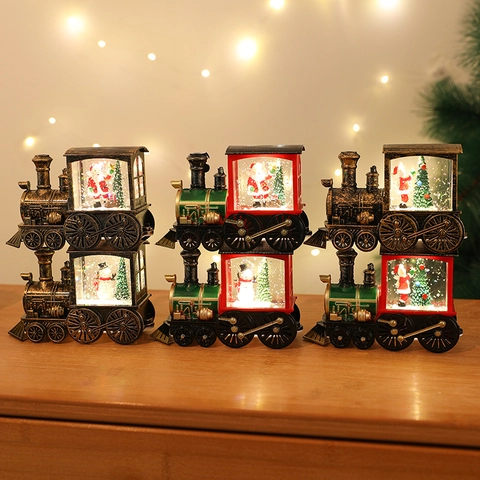 Weihnachtsschneekugel Laterne LED Licht Tischdekoration Retro Zug Telefonzelle Weihnachtsmann Schneemann Kunststoff Geschenk