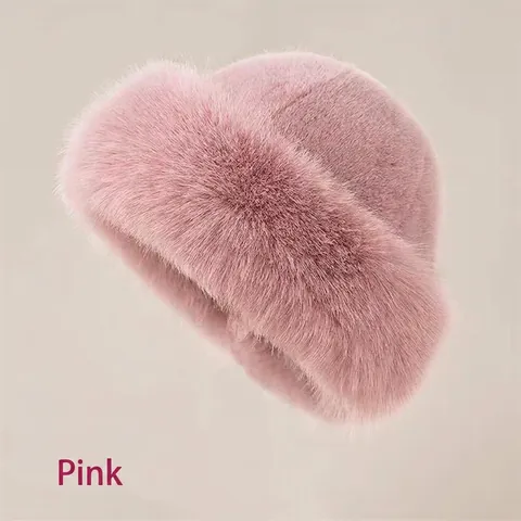 Women Winter Warm Artificial Mink Fur Mongolian Hat Thickened Windproof Plush Fisherman Hat Faux Fur Round Top Hat Accessories