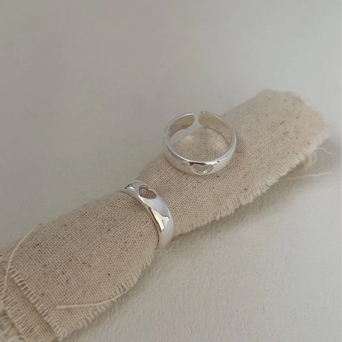 Ausgehöhlter Herzförmiger Ring 925 Sterlingsilber Minimalistischer Verstellbarer Offener Ring Zierlicher Schmuck