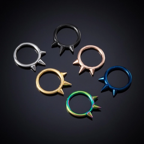 316L Stainless Steel Septum Clicker Hoop Nose Ring Ear Cartilage Piercing Jewelry With Triple Spikes Punk Rock Style