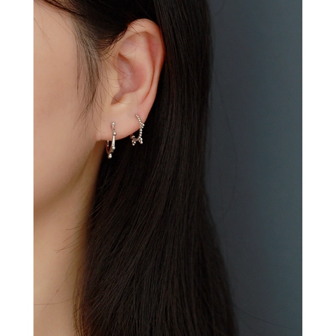 Minimalist Beaded Hoop Earrings 925 Sterling Silver Round Dotted Small Huggies Geometric Jewelry For Women
