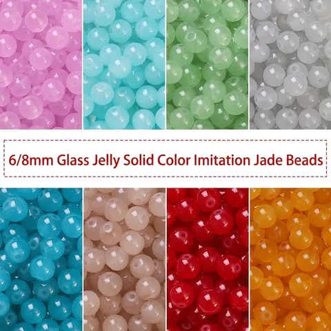 Ronde Glazen Kralen Gelei Kleur Imitatie Jade Losse Kralen Voor DIY Armband Ketting Sieraden Maken Accessoire