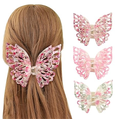Schmetterling Haarklammer Groß Hohl Blumen Marmor Muster Acetat Harz Haarnadeln Für Frauen Mädchen Elegante Haar Accessoires