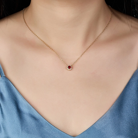 Vintage 925 Sterling Silver Zirconia Round Pendant Necklace For Women Elegant Gold Plated Clavicle Chain Fashion Jewelry Gift
