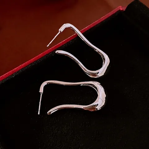 Irregular Wave Stud Earrings With 925 Sterling Silver Earring Post Copper Minimalist Geometric Jewelry For Women