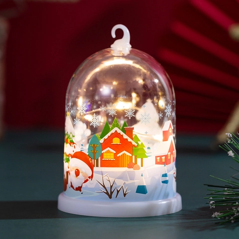 LED Weihnachten Nachtlicht Desktop Ornament Transparente Kuppel Kunststoff Schneeszene Weihnachtsmann Feiertag Lampe