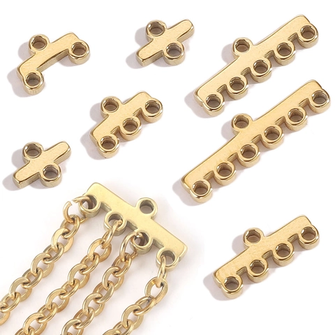 Stainless Steel Multi Hole Connector Bars For DIY Jewelry Making Bracelet Necklace Layered Link Findings