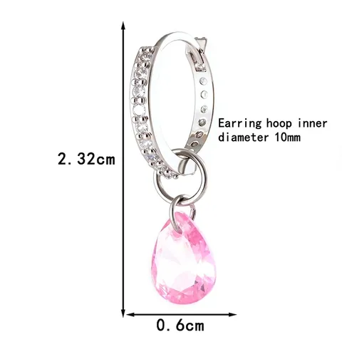 Teardrop Hanger Huggie Hoop Oorbellen Met Zirkonia Verzilverd Koper Waterdruppel Sieraden Voor Dames Zoete Stijl