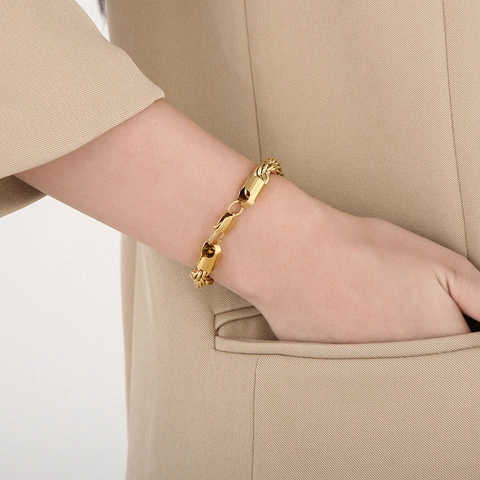 Rope Chain Bracelet Stainless Steel 18K Gold Plated Twisted Link Simple Fashion Jewelry For Men Women