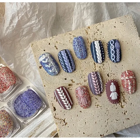 Polvere Glitter Per Unghie Effetto Zucchero Trama Di Lana Superficie Sabbia Colorata Decorazione Manicure Accessori DIY