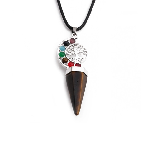 Collana Con Pendente Albero Della Vita Punta Di Cristallo Con Pietre Chakra Cordino Di Cera Gioielli Da Donna