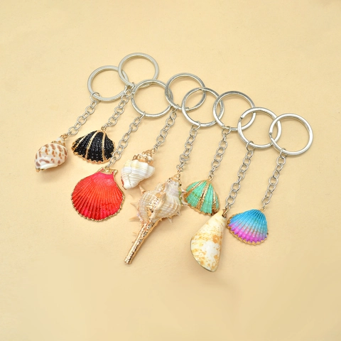 Bohemian Beach Shell Conch Keychain Pendant Natural Style Ocean Accessory Alloy Key Ring For Women Girls Gift