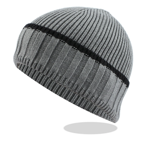 Knitted Beanie Hat Striped Ribbed Acrylic Winter Warm Windproof Outdoor Sports Cap For Men And Women Unisex Solid Soft