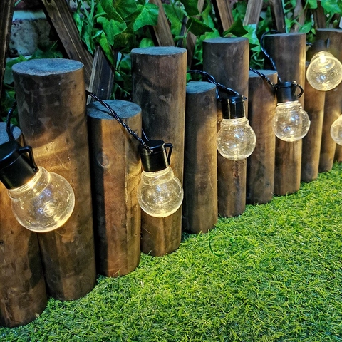 LED Globe String Lights G50 Solar Powered Waterproof Outdoor Decorative Bulb Retro Garden Patio Christmas Warm White
