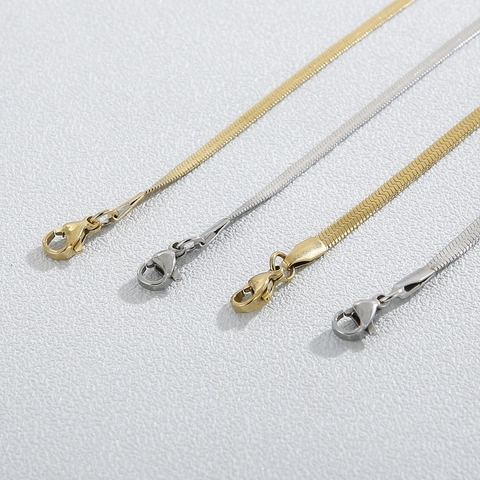 Collana A Catena Piatta A Lisca Di Pesce In Acciaio Inossidabile Bracciale Minimalista Gioielli Donna