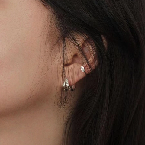Orecchini a Cerchio Crossover Geometrici in Argento Sterling 925 Per Donna Placcati Oro Argento Gioielli Minimal