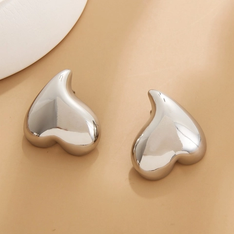 Pendientes de Botón de Cobre Chapado en Oro Minimalista Vintage para Mujer Nicho de Gama Alta Geométrico Gota Corazón Espiral Joyería
