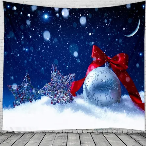 Kerst Wandtapijt Muurbevestiging Sterrenhemel Maan Sneeuwscène Polyester Feestelijke Woondecoratie Slaapkamer Woonkamer