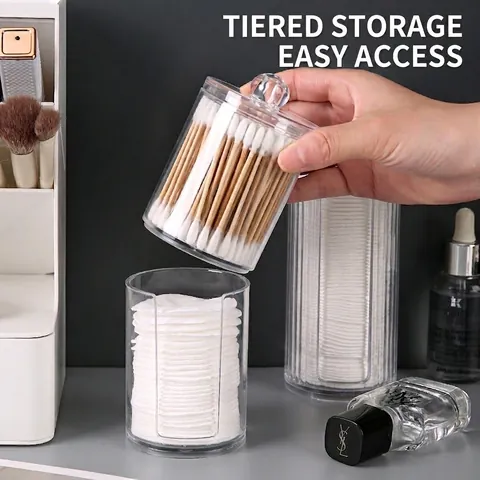 Porta Dischetti Di Cotone Trasparente Distributore Di Cotton Fioc Scatola Di Immagazzinaggio In Plastica PS Coperchio Antipolvere