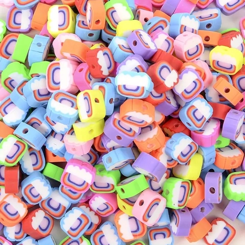 Polymer Clay Beads Rainbow Cloud Pattern Loose Spacer Beads For DIY Jewelry Making Bracelet Phone Chain Accessories Charms