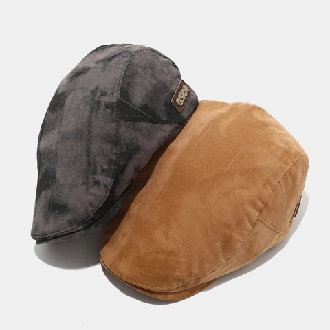 Vintage Cotton Canvas Flat Cap Distressed Tie Dye Newsboy Hat For Men Women Adjustable Breathable Retro Ivy Cap