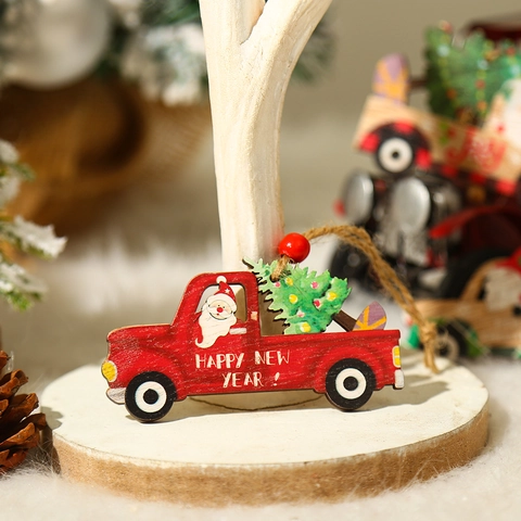 Pendenti Per Camion In Legno Di Natale Ornamenti Appesi Babbo Natale Albero Per Decorazioni Festive Accessori Rustici