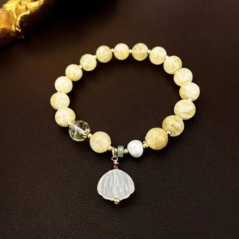 Vintage Kralenarmband Natuursteen Zoetwaterparel Schelp Bedeltje Chinese Stijl Handgemaakte Elegante Sieraden Dames