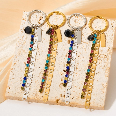 Stainless Steel Long Dangle Earrings Multi Color Rhinestone Pig Nose Chain Trendy Fashion Accessory For Women