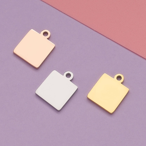 Vierkante Hanger DIY Sieraden Maken 304 Roestvrij Staal Spiegel Gepolijst Graveerbaar Blanco Label