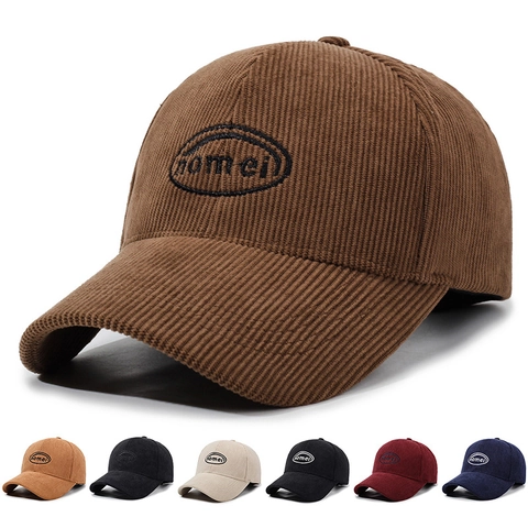 Cappello Da Baseball In Velluto A Coste Retro Ricamo Lettera Regolabile All'aperto Protezione Solare Cotone Unisex