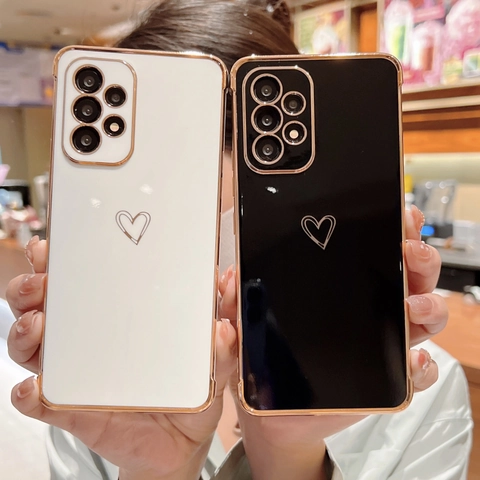 Electroplated Hollow Love Heart Drop Proof Protective Phone Case For Smartphone Full Coverage Matte Back Cover