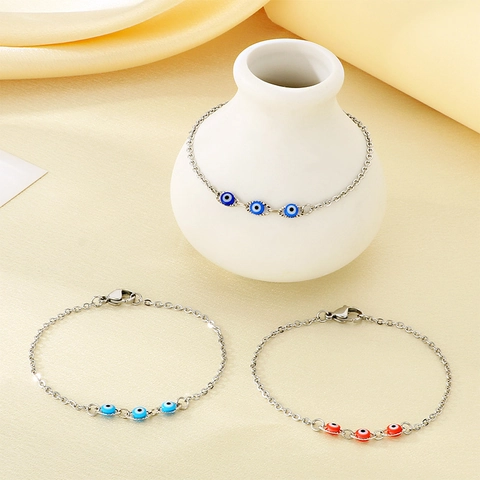 Bracciale Malocchio Acciaio Inossidabile Rame Resina Catena Sottile O Gioielli Di Moda Minimalista Regalo Per Donne