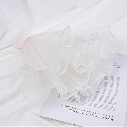 Korean Pearl Wave Mesh Ribbon Flower Bouquet Wrapping Gauze Pleated Lace Edge Wrapping For Wedding Party Decoration