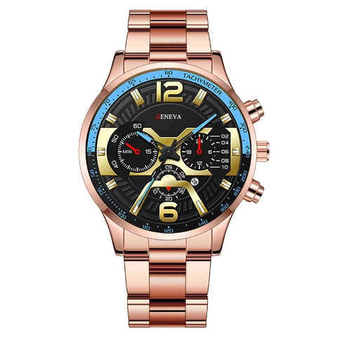 Orologio Al Quarzo Da Uomo Cassa In Lega Cinturino In Acciaio Inossidabile Stile Cronografo Moda Orologio Sportivo Con Data