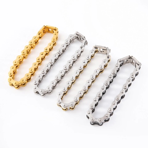 Pulsera De Cadena De Motocicleta Bicicleta Acero Inoxidable 304 Punk Biker Estilo Industrial Joyería Para Hombres Mujeres