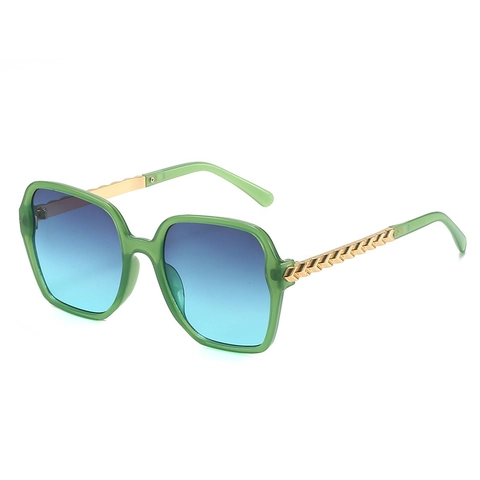Übergroße Polygon Sonnenbrille UV400 Schutz PC Gläser Metallkettenbügel Retro Fashion Outdoor Street Style Sonnenbrille