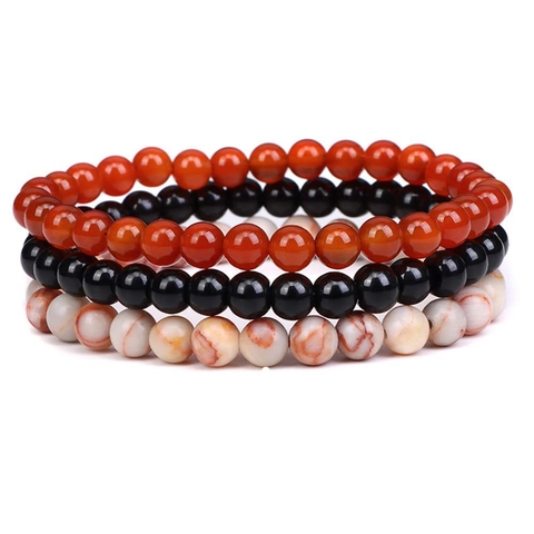 Natural Stone Beaded Bracelet Elastic Reiki Healing Yoga Meditation Handcrafted Jewelry For Women Men Tiger Eye Agate Rose Quartz