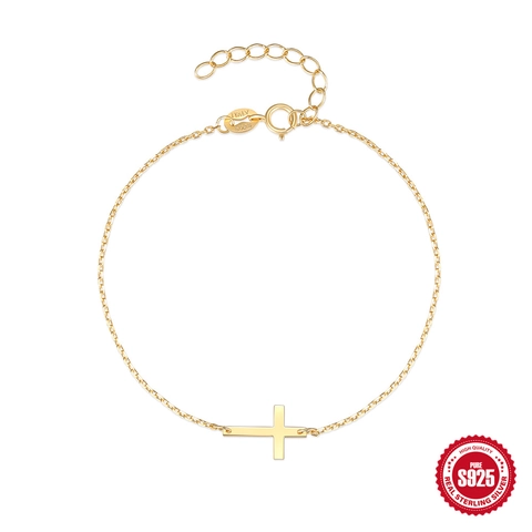 Pulsera De Cruz De Plata De Ley 925 Para Mujer Minimalista Amuleto De Cruz Horizontal Estilo Italiano Cadena Joyería