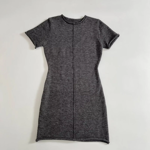 Women Round Neck Short Sleeve Knit Mini Dress With Exposed Seams Slim Fit High Waist Casual Solid Color