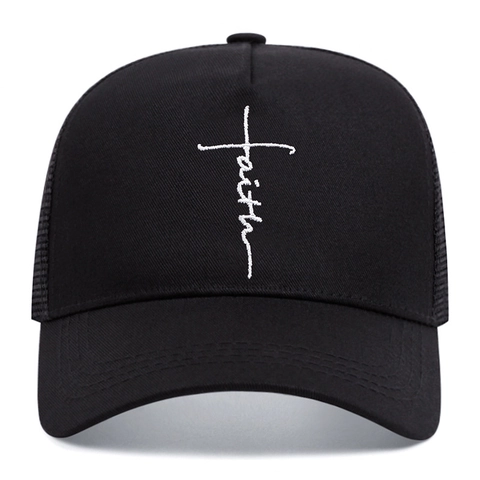 Faith Kreuz Stickerei Baseballkappe Für Damen Herren Sommer Atmungsaktiv Netz Trucker Hat Outdoor Sport Sonnenschutz Verstellbar Kappe
