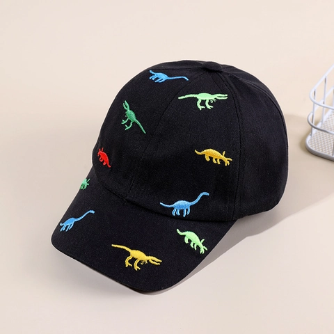 Kids Cotton Baseball Cap Colorful Dinosaur Embroidery Sun Protection Adjustable Hat For Boys And Girls Casual Style