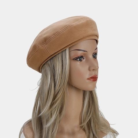 Women Beret Hat Woolen Solid Color Warm Vintage British Painter Style Fashion Accessory