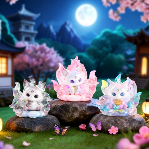 Blind Box Negenstaartige Vos Speelgoed Mythologische Hars Ornament Bureau Decoratie Chinese Stijl Schattig Figuur