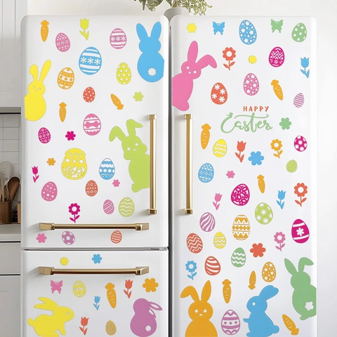 Ostern Hase Ei Wandaufkleber PVC Abnehmbare Aufkleber Für Kinderzimmer Kindergarten Haus Festliche Cartoon Dekoration